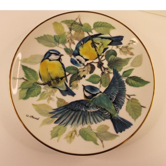 VTG 1985 Bradford Exchange Ursula Band Blue Titmouse Plate World Wildlife Fund - Picture 1 of 10
